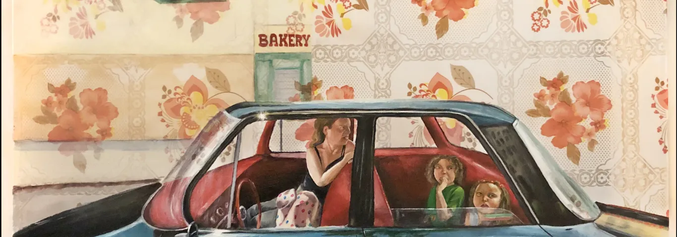 Artwork by Danielle De Jesus involving a taxi. 