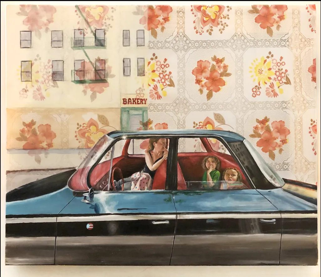 Artwork by Danielle De Jesus involving a taxi. 
